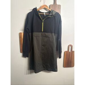Athleta Ancient Forest Black Radiant Hybrid Lined Hooded Shirt Dress Size XS